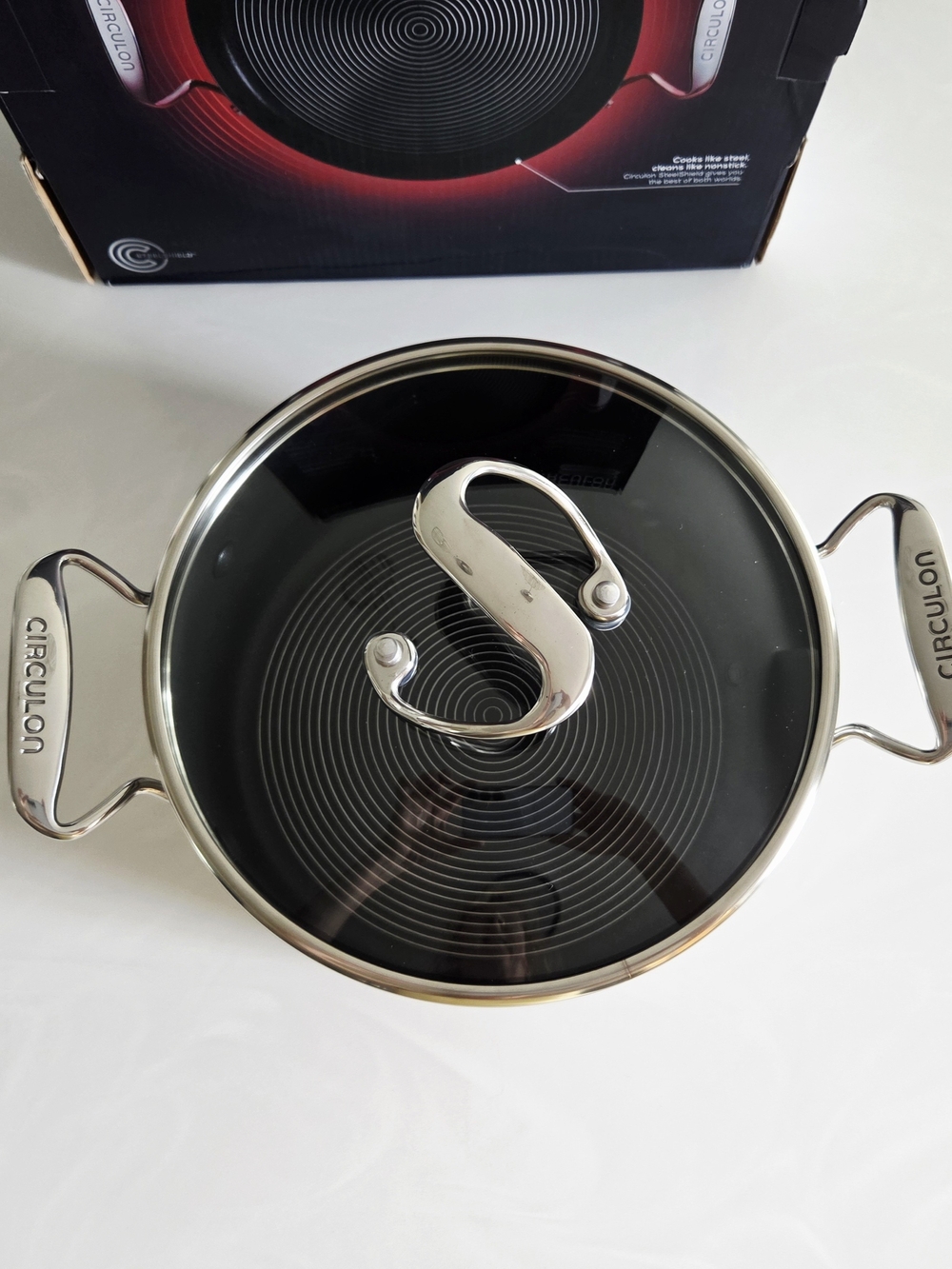 Circulon Stainless Steel Covered Sauce Pan - Glass Lid NIB